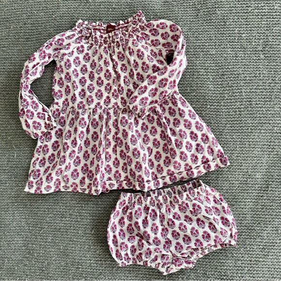 Tea Collection Dress and Bloomer Set Long Sleeve Size 18-24M - Picture 7 of 8